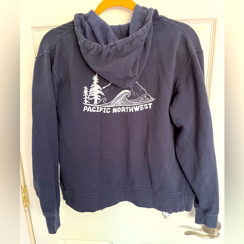 Navy El Sage Design Zip Front Hoodie PNW
